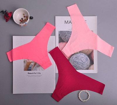 Hot Silk Sexy Femei Thongs G string Chiloți fără sudură Lenjerie de corp feminin Tanga Chiloți Low-Rise Lenjerie Chiloți Intimates 3 buc ac125