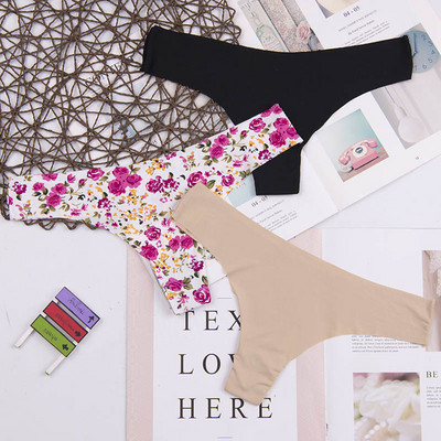 Hot Silk Sexy Femei Thongs G string Chiloți fără sudură Lenjerie de corp feminin Tanga Chiloți Low-Rise Lenjerie Chiloți Intimates 3 buc ac125