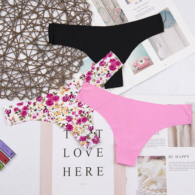 Hot Silk Sexy Femei Thongs G string Chiloți fără sudură Lenjerie de corp feminin Tanga Chiloți Low-Rise Lenjerie Chiloți Intimates 3 buc ac125