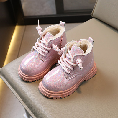 Zimske dječje čizme za malu djecu Svjetlucavi zdepasti patentni zatvarač Neklizajuće Dječje kratke čizme do gležnja Unisex trendi cipele 21-30 Dječaci Djevojčice