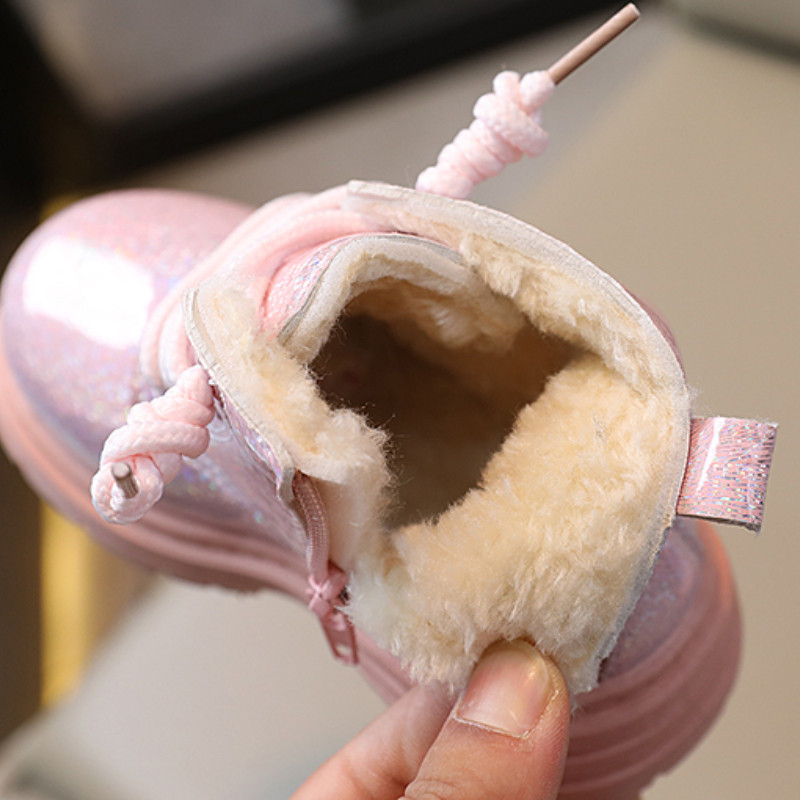 Zimske dječje čizme za malu djecu Svjetlucavi zdepasti patentni zatvarač Neklizajuće Dječje kratke čizme do gležnja Unisex trendi cipele 21-30 Dječaci Djevojčice