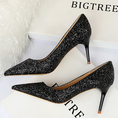 BIGTREE Batai Moteriški Pumps Bling blizgučiai Aukštakulniai Madingi Moteriški Kulnai Stiletto Gold Sliver Vestuviniai Batai Kitten Heels Batai