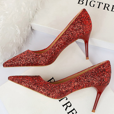 BIGTREE Batai Moteriški Pumps Bling blizgučiai Aukštakulniai Madingi Moteriški Kulnai Stiletto Gold Sliver Vestuviniai Batai Kitten Heels Batai