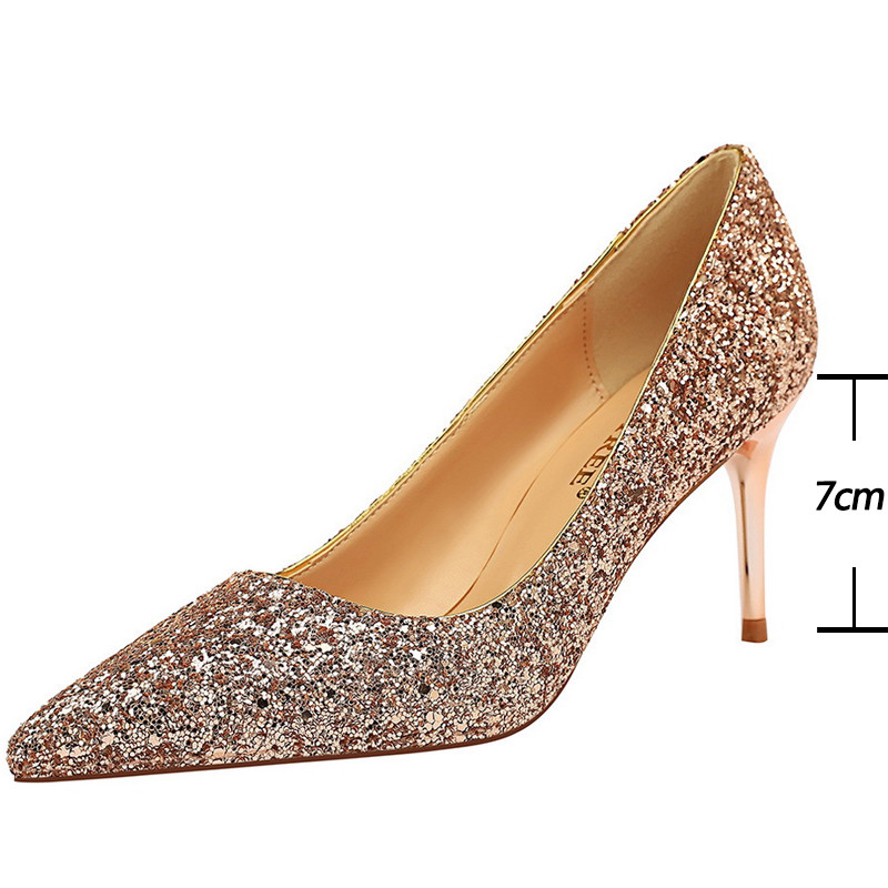 BIGTREE Batai Moteriški Pumps Bling blizgučiai Aukštakulniai Madingi Moteriški Kulnai Stiletto Gold Sliver Vestuviniai Batai Kitten Heels Batai