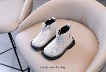 Κοριτσίστικες μπότες Φθινοπωρινές ροζ λευκό λουστρίνι Lovely Children Short Boot 21-30 Toddler Round Toe Chunky Fashion παιδικά παπούτσια νήπιο
