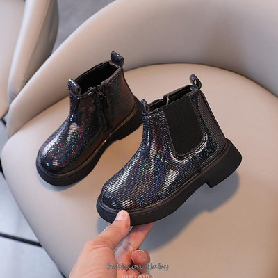 Κοριτσίστικες μπότες Φθινοπωρινές ροζ λευκό λουστρίνι Lovely Children Short Boot 21-30 Toddler Round Toe Chunky Fashion παιδικά παπούτσια νήπιο