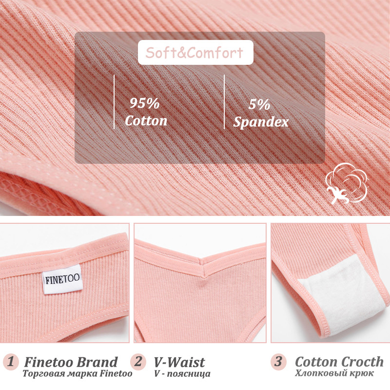 4Pcs/Set Ženske seksi pamučne brazilske gaćice Tange s V-strukom Jednobojno donje rublje niskog rasta Žensko mekano donje rublje Finetoo