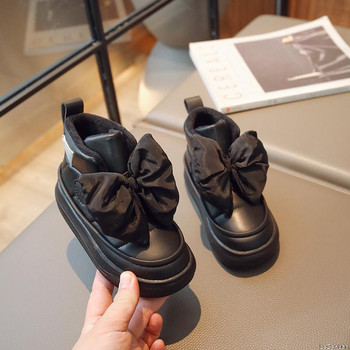 Ботуши за момичета Bow Hook & Loop Универсални меки обувки за принцеса Есен Зима Нови детски модни ботуши Детски обувки 2023 Нови неплъзгащи се