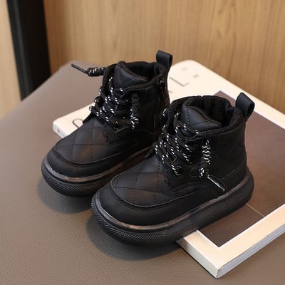 2023 m. tendencijų mados žiemos Martin batai mergaitėms Rudeniniai langiniai PU odiniai sniego batai Stori šilti pliušiniai laisvalaikio batai vaikams