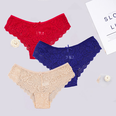 3 kom/puno ženskih gaćica Seksi pune čipkaste gaćice izdubljene Ženske kratke hlače niskog struka Meke jednobojne prozračne gaćice Brza dostava