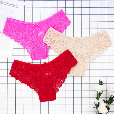 3 kom/puno ženskih gaćica Seksi pune čipkaste gaćice izdubljene Ženske kratke hlače niskog struka Meke jednobojne prozračne gaćice Brza dostava