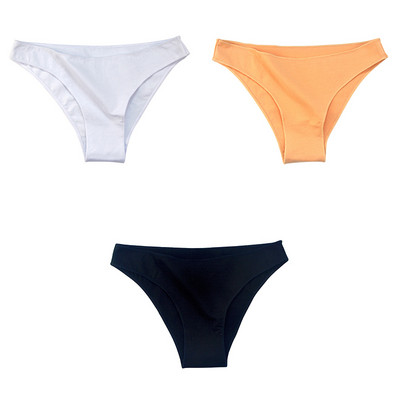 3 buc/set Chiloți din bumbac pentru femei Lenjerie de corp pentru femei Culoare uni Slip confortabili Chiloți cu elasticitate ridicată Mărimea M-XXL