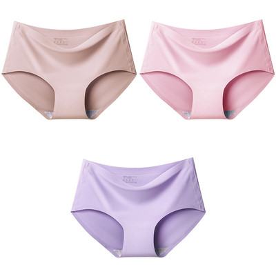 3Pcs/Set Bešavne gaćice od ledene svile za žene Intimne udobne gaćice velike veličine srednjeg struka M-XXL donje rublje u više boja
