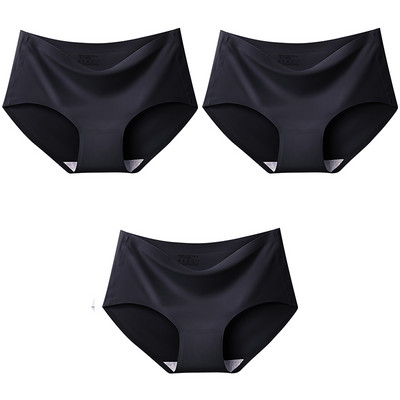3Pcs/Set Bešavne gaćice od ledene svile za žene Intimne udobne gaćice velike veličine srednjeg struka M-XXL donje rublje u više boja