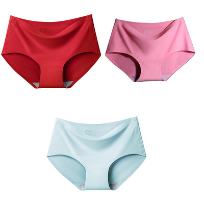 3Pcs/Set Bešavne gaćice od ledene svile za žene Intimne udobne gaćice velike veličine srednjeg struka M-XXL donje rublje u više boja