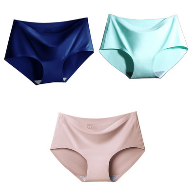 3Pcs/Set Bešavne gaćice od ledene svile za žene Intimne udobne gaćice velike veličine srednjeg struka M-XXL donje rublje u više boja