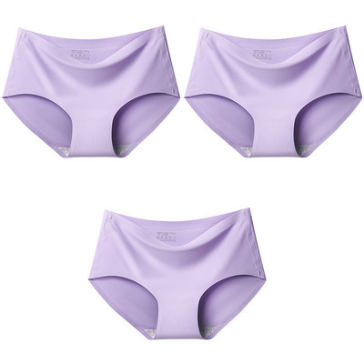 3Pcs/Set Bešavne gaćice od ledene svile za žene Intimne udobne gaćice velike veličine srednjeg struka M-XXL donje rublje u više boja