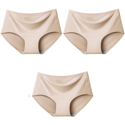 3Pcs/Set Bešavne gaćice od ledene svile za žene Intimne udobne gaćice velike veličine srednjeg struka M-XXL donje rublje u više boja