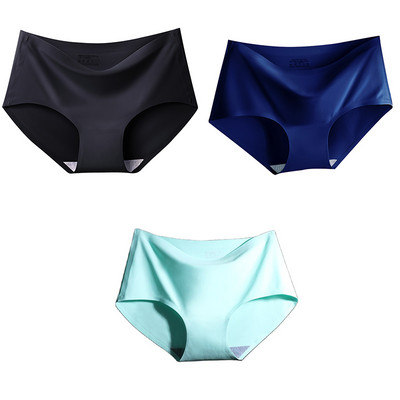 3Pcs/Set Bešavne gaćice od ledene svile za žene Intimne udobne gaćice velike veličine srednjeg struka M-XXL donje rublje u više boja