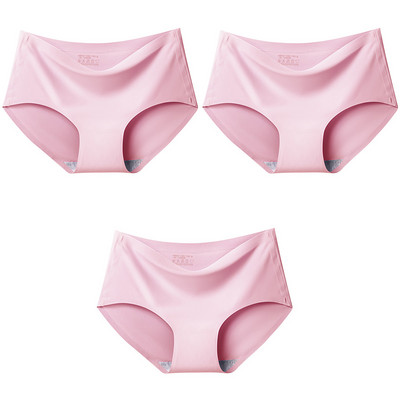 3Pcs/Set Bešavne gaćice od ledene svile za žene Intimne udobne gaćice velike veličine srednjeg struka M-XXL donje rublje u više boja