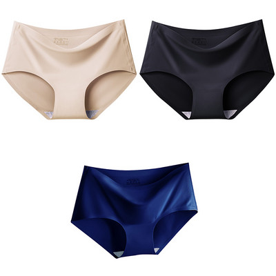 3Pcs/Set Bešavne gaćice od ledene svile za žene Intimne udobne gaćice velike veličine srednjeg struka M-XXL donje rublje u više boja