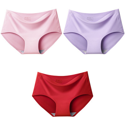 3Pcs/Set Bešavne gaćice od ledene svile za žene Intimne udobne gaćice velike veličine srednjeg struka M-XXL donje rublje u više boja