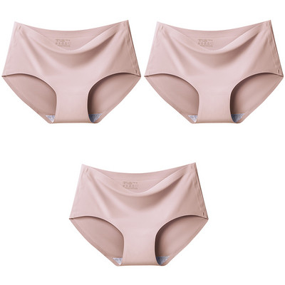 3Pcs/Set Bešavne gaćice od ledene svile za žene Intimne udobne gaćice velike veličine srednjeg struka M-XXL donje rublje u više boja