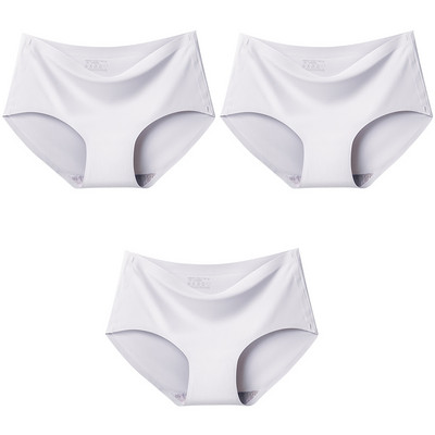 3Pcs/Set Bešavne gaćice od ledene svile za žene Intimne udobne gaćice velike veličine srednjeg struka M-XXL donje rublje u više boja