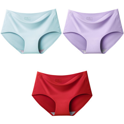 3Pcs/Set Bešavne gaćice od ledene svile za žene Intimne udobne gaćice velike veličine srednjeg struka M-XXL donje rublje u više boja