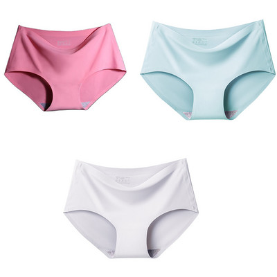3Pcs/Set Bešavne gaćice od ledene svile za žene Intimne udobne gaćice velike veličine srednjeg struka M-XXL donje rublje u više boja
