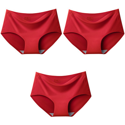 3Pcs/Set Bešavne gaćice od ledene svile za žene Intimne udobne gaćice velike veličine srednjeg struka M-XXL donje rublje u više boja