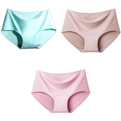 3Pcs/Set Bešavne gaćice od ledene svile za žene Intimne udobne gaćice velike veličine srednjeg struka M-XXL donje rublje u više boja