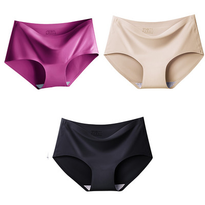 3Pcs/Set Bešavne gaćice od ledene svile za žene Intimne udobne gaćice velike veličine srednjeg struka M-XXL donje rublje u više boja