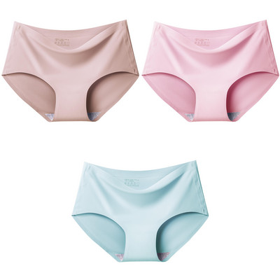 3Pcs/Set Bešavne gaćice od ledene svile za žene Intimne udobne gaćice velike veličine srednjeg struka M-XXL donje rublje u više boja