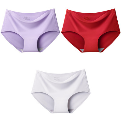 3Pcs/Set Bešavne gaćice od ledene svile za žene Intimne udobne gaćice velike veličine srednjeg struka M-XXL donje rublje u više boja