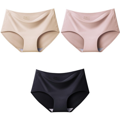 3Pcs/Set Bešavne gaćice od ledene svile za žene Intimne udobne gaćice velike veličine srednjeg struka M-XXL donje rublje u više boja