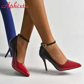 Aphixta New 10cm Γόβες Stiletto Gradient Pumps Γυναικεία Παπούτσια Λουστρίνι λουράκι αστράγαλο Super ψηλά μύτη Super Big 48 49 50