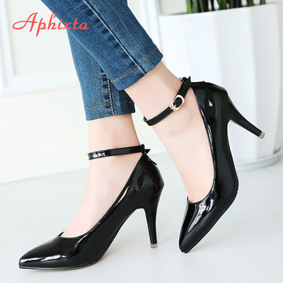 Aphixta New 10cm Γόβες Stiletto Gradient Pumps Γυναικεία Παπούτσια Λουστρίνι λουράκι αστράγαλο Super ψηλά μύτη Super Big 48 49 50