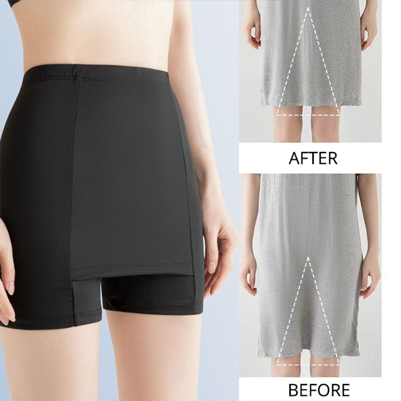 Flarixa Chiloți de siguranță cu două straturi pentru fete Femei Boxer Pantaloni scurți de protecție cu talie înaltă sub fuste Lenjerie de corp Rochie de vară