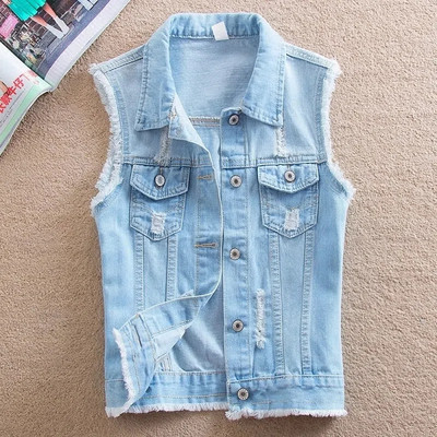 Veste din denim femei, primăvară vară, ocazional, jachetă de cowboy fără mâneci, veste largi supradimensionate, îmbrăcăminte pentru femei, Chaleco Mujer 6XL