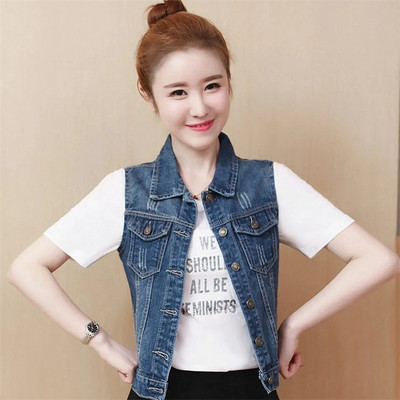 Veste din denim femei, primăvară vară, ocazional, jachetă de cowboy fără mâneci, veste largi supradimensionate, îmbrăcăminte pentru femei, Chaleco Mujer 6XL