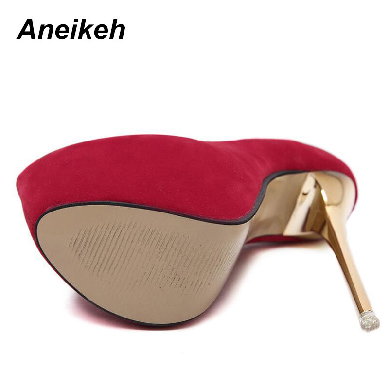 Anekeh Big Size 41 42 43 44 45 Seksikad pumbad Pulmanaised Fetish Kingad Sissad naiste pumbad Kõrge kontsaga Stripper Flock pumbad 16 cm