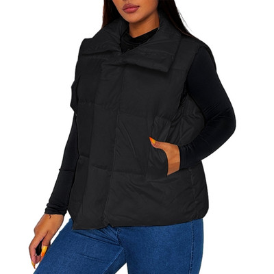 Vestă puf matlasată pentru femei, cu glugă, fără mâneci, căptușită, haină caldă de iarnă