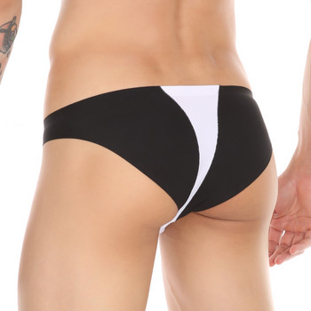 CLEVER-MENMODE Мъжки слипове Ice Silk Briefs Convex Seamless Underwear Секси ултратънки гащички с ниска талия Patchwork See Through