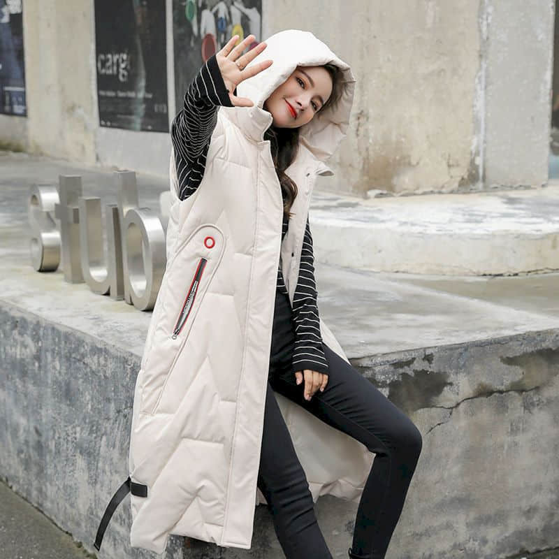 Veste matlasate pentru femei, solide, cu glugă, veste casual, fără mâneci, bumbac adăugat, jachete vintage supradimensionate, cu lungime medie, topuri pentru femei