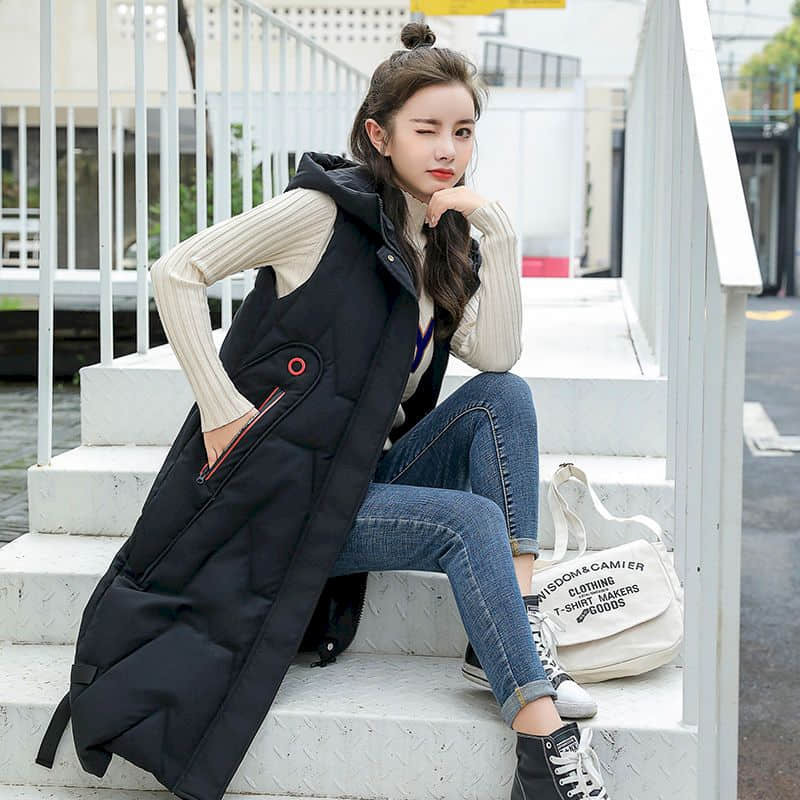 Veste matlasate pentru femei, solide, cu glugă, veste casual, fără mâneci, bumbac adăugat, jachete vintage supradimensionate, cu lungime medie, topuri pentru femei