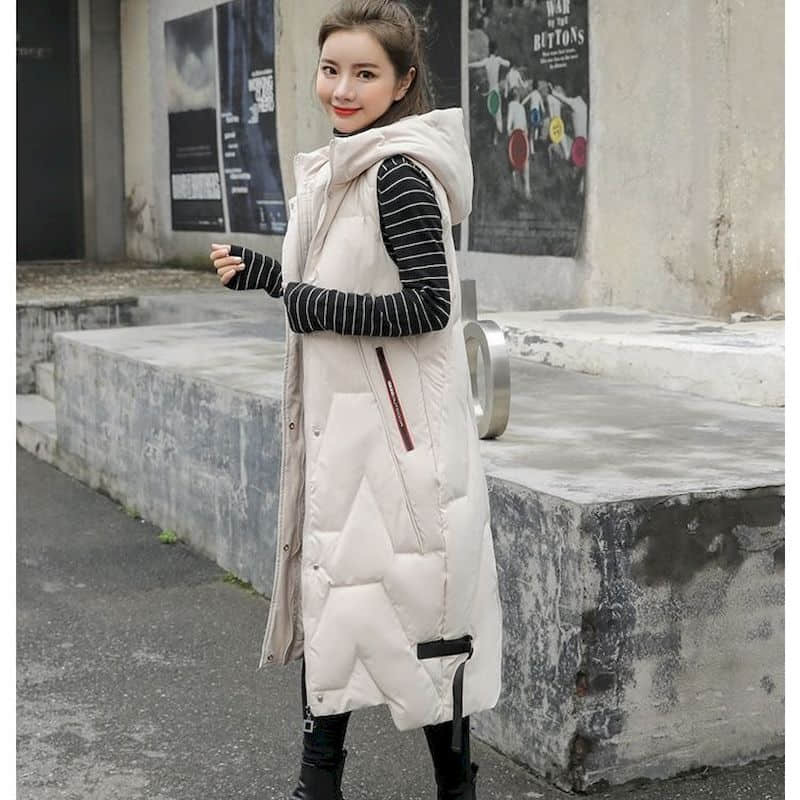 Veste matlasate pentru femei, solide, cu glugă, veste casual, fără mâneci, bumbac adăugat, jachete vintage supradimensionate, cu lungime medie, topuri pentru femei