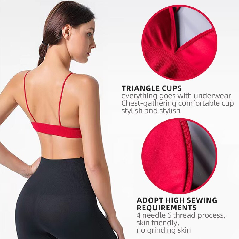 Moteriškos besiūlės liemenėlės Camisole apatinis trikotažas Juodas Mėlynas SML Kvėpuojantis V kaklelis Gather Up Sportas Fitnesas Joga Kasdieniai