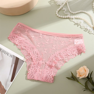 FINETOO Chiloți brazilian din bumbac pentru femei Lenjerie florală din dantelă sexy pentru femei Slip cu talie joasă fără sudură Lenjerie intimă pentru femei