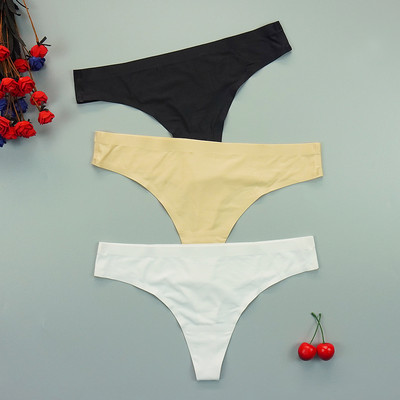 Chiloți sexy tanga Femei Lenjerie de corp fără cusături Sport T-back din mătase moale de gheață Set chiloți pentru fete cu talie joasă 3 buc/lot Mărime S-XL